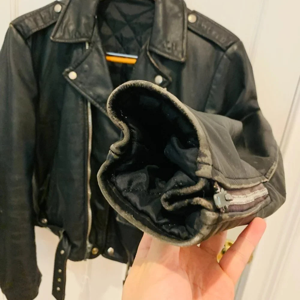 Vintage 90s Leather Biker Jacket Size Medium - Picture 7 of 15